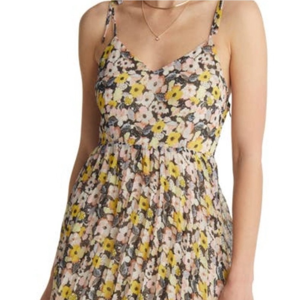 Vici Yellow and Pink Floral Midi Dress